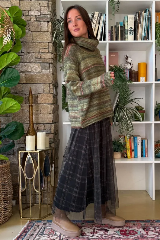 Braemar Stripey Knit Greens